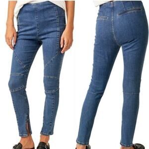 Free People We The Free Moto Skinny Jeans Blue High Rise Zip Ankle NWT 26